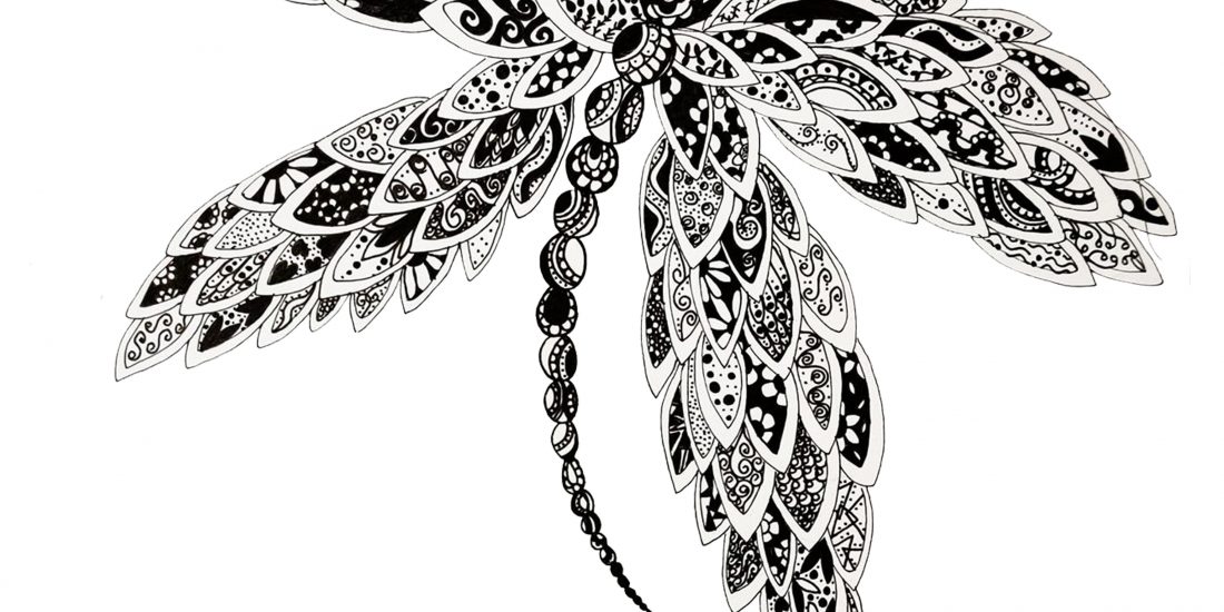 Dragonfly Black and White Artwork